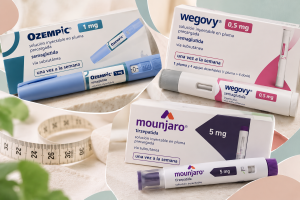 Fármacos GLP-1: Ozempic, Wegovy y Mounjaro, utilizados en el tratamiento de la diabetes tipo 2 y la obesidad según su indicación.